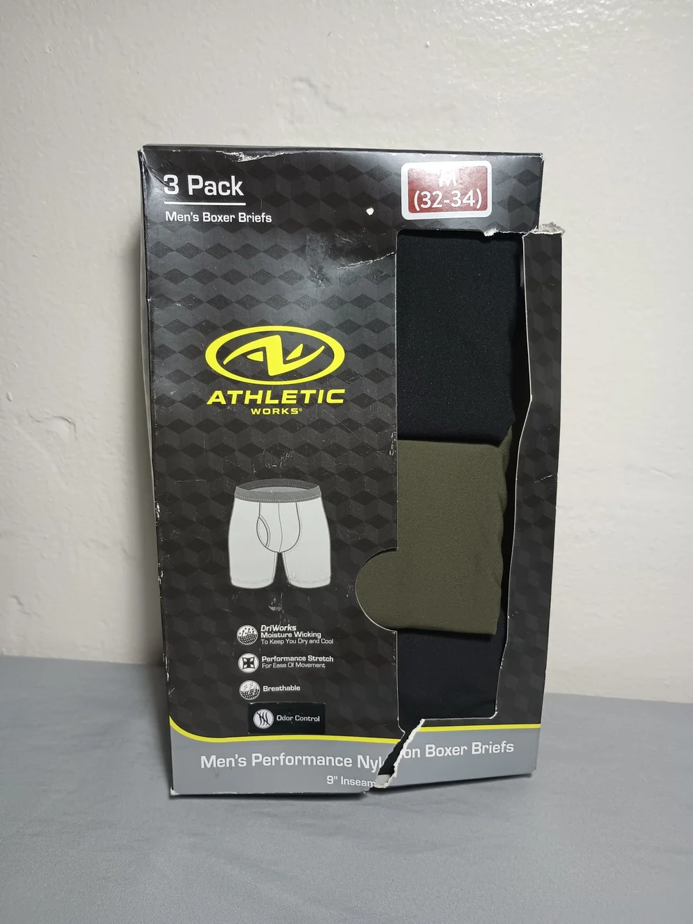 Athletic Works Men's Performance Nylon Boxer Briefs Underwear